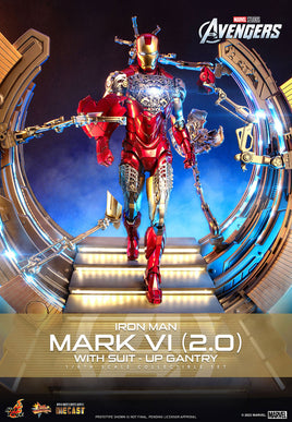 Figura Iron Man Mark VI (2.0) with Suit-Up Gantry The Avengers Marvel Movie Masterpiece Diecast